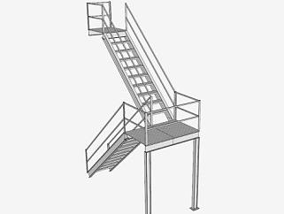 <em>室外</em>钢架楼梯su模型下载_sketchup草图大师SKP模型