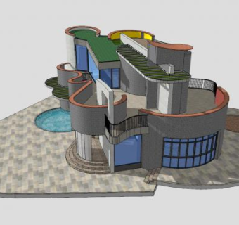 私人创意别墅建筑住宅SU模型下载_sketchup草图大师SKP模型