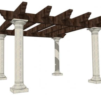 中式石柱su模型下载_sketchup草图大师SKP模型