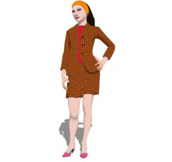 戴头巾的女士SU模型下载_sketchup草图大师SKP模型