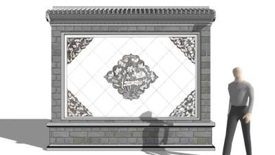 影壁墙su模型下载_sketchup草图大师SKP模型