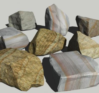 多纹理景观石材SU模型下载_sketchup草图大师SKP模型