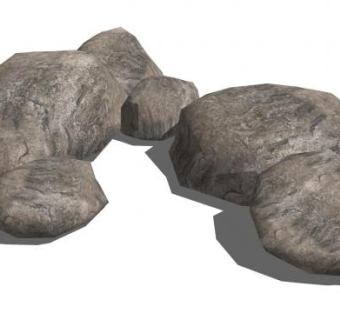 圆滑形石块SU模型下载_sketchup草图大师SKP模型