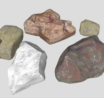 各材质的石头SU模型下载_sketchup草图大师SKP模型