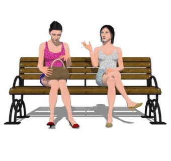 户外椅上的女人坐姿SU模型下载_sketchup草图大师SKP模型