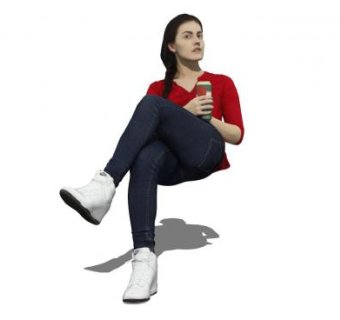 麻花辫女士坐姿SU模型下载_sketchup草图大师SKP模型