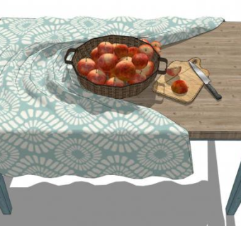 餐桌桌布SU模型下载_sketchup草图大师SKP模型