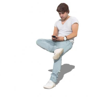 看手机的青年坐姿SU模型下载_sketchup草图大师SKP模型