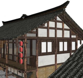 穿斗式木结构su模型下载_sketchup草图大师SKP模型