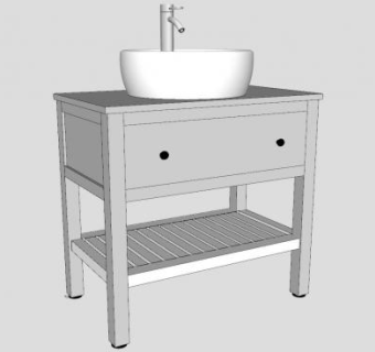 简约洗手池SU模型下载_sketchup草图大师SKP模型