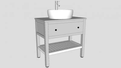 简约洗手池SU模型下载_sketchup草图大师SKP模型