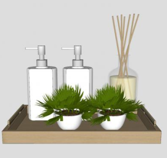 浴室装饰品摆件植物SU模型下载_sketchup草图大师SKP模型