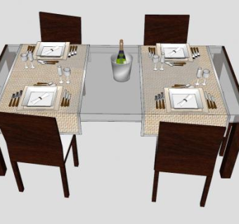 精美现代餐桌椅SU模型下载_sketchup草图大师SKP模型