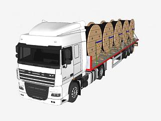 大卡车和电缆线圈SU模型下载_sketchup草图大师SKP模型