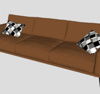 现代棕色沙发家具SU模型下载_sketchup草图大师SKP模型