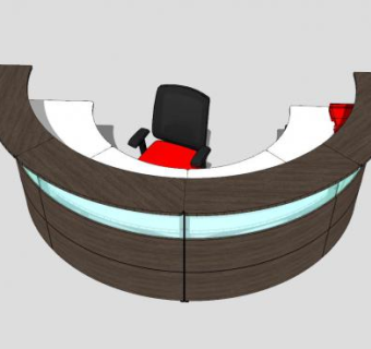 半圆形前台柜SU模型下载_sketchup草图大师SKP模型
