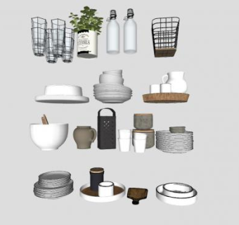 厨房家用餐具SU模型下载_sketchup草图大师SKP模型