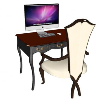 欧式卧室电脑桌su模型下载_sketchup草图大师SKP模型