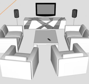 沙发茶几电视柜SU模型下载_sketchup草图大师SKP模型