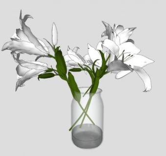 白百合花瓶装饰SU模型下载_sketchup草图大师SKP模型