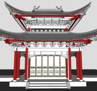 重檐歇山顶茶楼su模型下载_sketchup草图大师SKP模型