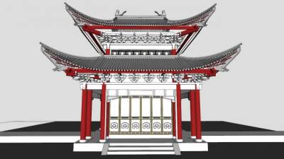 重檐歇山顶茶楼su模型下载_sketchup草图大师SKP模型