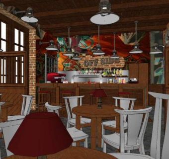 圆形咖啡厅su模型下载_sketchup草图大师SKP模型