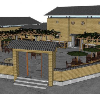 农家围墙su模型下载_sketchup草图大师SKP模型