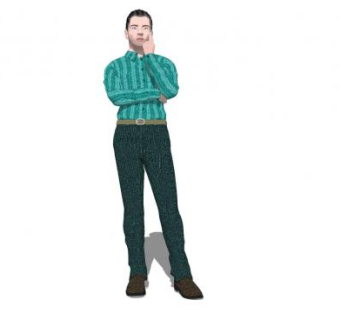 思考的男子站姿SU模型下载_sketchup草图大师SKP模型