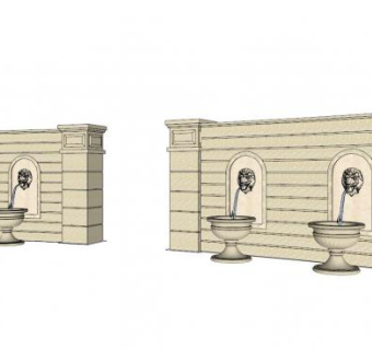 景墙喷泉su模型下载_sketchup草图大师SKP模型