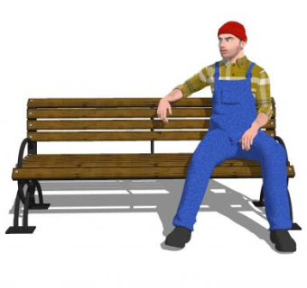 户外椅上的男人坐姿SU模型下载_sketchup草图大师SKP模型