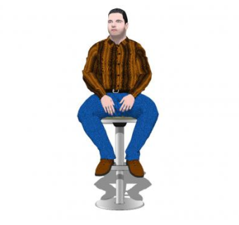 坐在吧椅上的男人SU模型下载_sketchup草图大师SKP模型