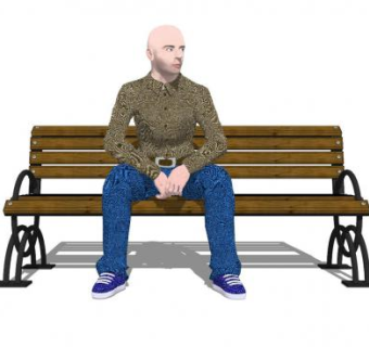 现代男士户外椅坐姿SU模型下载_sketchup草图大师SKP模型