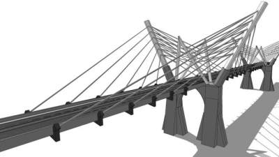 斜拉桥su模型下载_sketchup草图大师SKP模型