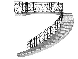 楼梯铁栏杆su模型下载_sketchup草图大师SKP模型