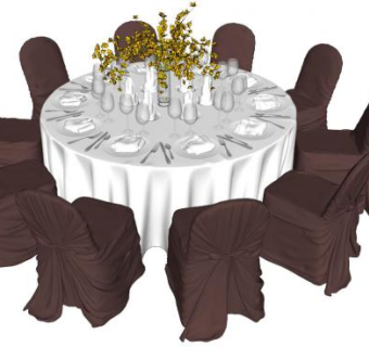 宴会桌su模型下载_sketchup草图大师SKP模型