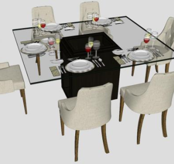 餐馆餐桌su模型下载_sketchup草图大师SKP模型