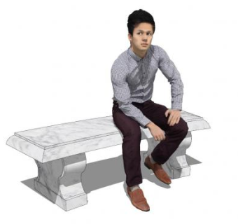 石椅上的男士坐姿SU模型下载_sketchup草图大师SKP模型