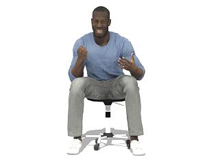现代黑人男士坐姿SU模型下载_sketchup草图大师SKP模型