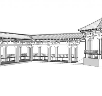 中式廊亭su模型下载_sketchup草图大师SKP模型