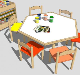 幼儿园桌椅SU模型下载_sketchup草图大师SKP模型