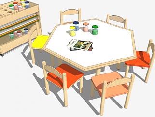 幼儿园桌椅SU模型下载_sketchup草图大师SKP模型
