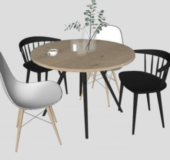 圆形咖啡桌SU模型下载_sketchup草图大师SKP模型