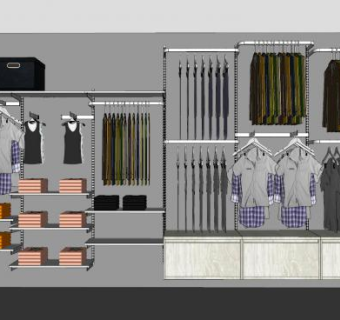 服装店衣服货架SU模型下载_sketchup草图大师SKP模型