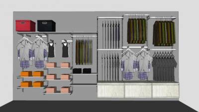 服装店衣服货架SU模型下载_sketchup草图大师SKP模型