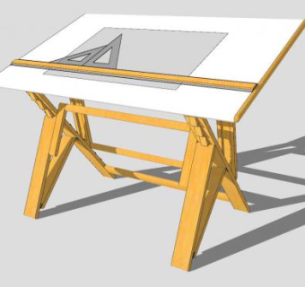 画架绘图工作台SU模型下载_sketchup草图大师SKP模型