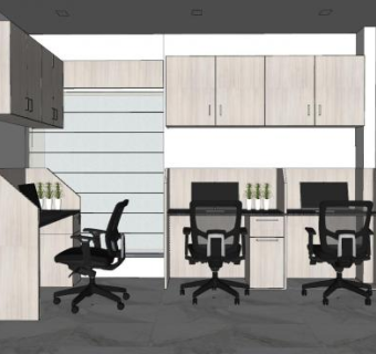 简约现代办公室SU模型下载_sketchup草图大师SKP模型