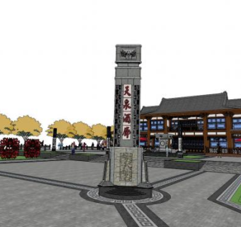 城市入口su模型下载_sketchup草图大师SKP模型