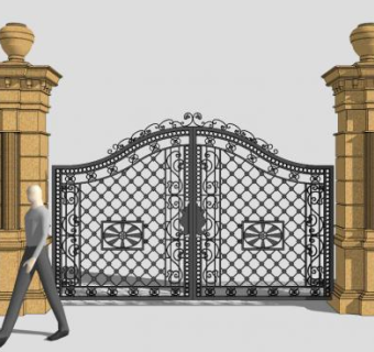 家用大门su模型下载_sketchup草图大师SKP模型