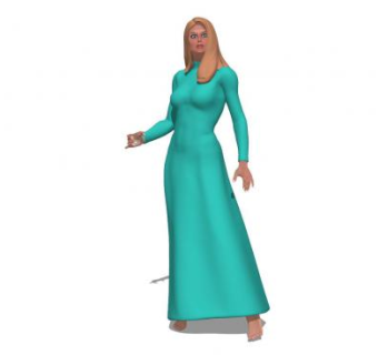 青色长裙女士SU模型下载_sketchup草图大师SKP模型